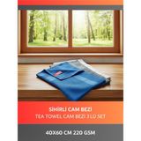 Cleanshe Tea Towel Sihirli Mikrofiber Cam Bezi 3'lü Set 42X64 | Yeni Renkler | Yeni Kumaş - Renkli - Standart