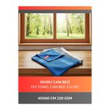 Cleanshe Tea Towel Sihirli Mikrofiber Cam Bezi 3'lü Set 42x64 | Yeni Renkler | Yumuşak Kumaş