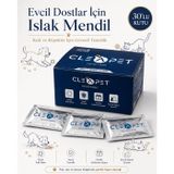 CleaPet Kedi ve Köpek Islak Mendil 30'lu Kutu Pati, Tüy, Hassas Bölge Temizleme Tekli Hijyenik Paket Günlük Bakım Havlusu