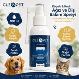 CleaPet Köpek ve Kedi Ağız Diş Bakım Spreyi 100 ml Tartar, Plak Karşıtı Ferah Nefes Desteği Fırçasız Doğal Oral Ağız Kokusu Diş Eti Yarası Enfeksiyonu Temizlik Formülü