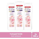 CLEAR Kadın Besleyici Şampuan Yumuşak Parlak Kiraz Çiçeği Esansı 600 ml X3 Doğal Kumaş Özellikli