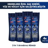 Clear Men 3 In 1 Şampuan & Duş Jeli Arındırıcı Kömür Saç Yüz Vücut Için 350 ml X4 - Renksiz