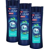 Clear Men 3 In 1 Şampuan & Duş Jeli Ferahlatıcı Mentol Etkisi Saç Yüz Vücut Için 350 ml (3 Paketi) - Option-1