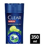 Clear Men 3 İn 1 Şampuan Duş Jeli Yağlanma Karşıtı Saç Yüz Vücut 350 Ml