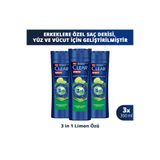 Clear Men 3in1 Şampuan & Duş Jeli Yağlanma Karşıtı Lime Özü 350 ml x3