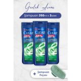 Clear Men 3x350 ml Günlük Arınma ve Ferahlık Şampuan ve Şampuan Fırçası