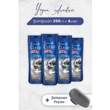 Clear Men 4x350 ml Yoğun Arındırıcı Şampuan ve Şampuan Fırçası