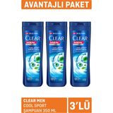 Clear Men Cool Sport Şampuan 3 x 350ML
