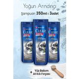 Clear Men Şampuan Yoğun Arındırıcı Kömür Ile 350 Ml X 3 Adet Ve Yüz Bakım At Kılı Fırçası