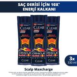 Clear Men Scalp Maxcharge 330 ml x 3 Kepeğe Karşı Etkili Şampuan Erkekler İçin Piroctone Olamine