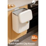 Cleova 8.8 Lt Mutfak Tezgah Üstü ve Dolap Askılı Çöp Kovası - Beyaz