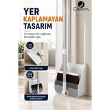 Cleova Fırçalı Faraş Seti Paslanmaz Çelik Saplı Katlanabilir Fırça Temizleme Taraklı - Beyaz