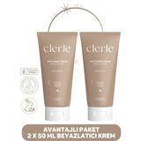 Clerie Cilt Beyazlatıcı Krem 2x50 ml - Alpha Arbutin Yüz ve Vücut Bakım Seti