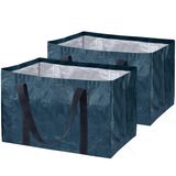 CleverMade 2'li Paket Saklama Sepeti, Frakta Alışveriş Çantası, Taşınma, Market Alışverişi ve Dolum için Ağır Hizmet Tipi Çok Amaçlı Çantalar; Okyanus Mavisi