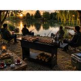 CLG Metal Premium Bahçe piknik kamp Mangalı 3 MM Çelik Gövde Krom Izgaralı 120 CM