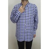Cliente Erkek Ekose Kareli Rahat Kalıp Tek Cepli Uzun Kollu Yazlık Battal Gömlek - Koyu Mavi - 2XL