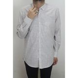 Cliente Fistan Store Erkek Çizgili Rahat Kalıp Tek Cepli Uzun Kollu Yazlık Keten Gömlek - Kahverengi - 2XL