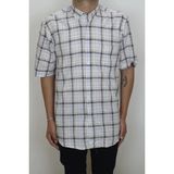 Cliente Fistan Store Erkek Kareli Klasik Kesim Rahat Kalıp Tek Cepli Kısa Kollu Yazlık Gömlek - Krem - Mavi - 2XL