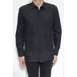 Cliente Fistan Store Erkek Siyah Düz Spor Kesim Dar Kalıp Cepsiz Uzun Kollu Yazlık Gömlek - 2XL