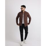 Cliento Adel Paraşüt Kumaş Uzun Kollu Modern Erkek Gömlek - Kahve