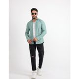 Cliento Likralı Örme Dabıl Kumaş Düğmeli Günlük Erkek Gömlek - 2XL - Haki