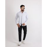 Cliento Pamuklu Keten Rahat Kesim Günlük Erkek Gömlek - 2XL - Beyaz