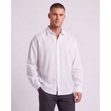 Cliento Premium Pamuklu Keten Oversize Şık Erkek Gömlek - Beyaz - 2XL