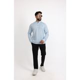 Cliento Şık ve Modern Likralı Pamuk Armürlü Kumaş Slim Fit Erkek Gömlek - Buz - Mavi