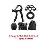 Clifton 5 Parça El Kol Bilek Parmak Egzersiz Güçlendirici Fitness Spor Aletleri Seti Takım Siyah, SETİYL