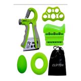 Clifton 5 Parça El Kol Bilek Parmak Egzersiz Güçlendirici Fitness Spor Aletleri Seti, Tek Ebat, YLV336, Yeşil