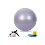 Clifton 65 cm Fitilli Pilates Topu Ve Pompa Seti Plates Denge Yoga Spor Egzersiz Top, Tek Ebat, 65GRCLFFFF, GRİ