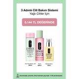 Clinique 3 Adımlı Cilt Bakım Sistemi – Yağlı Ciltler İçin | Jel 200ml, Tonik Losyon 200ml, Nemlendirici 125ml
