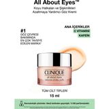 Clinique All About Eyes Göz Çevresi Kremi 15 ml – Şişlik ve Mor Halkaları Azaltan Nemlendirici Bakım