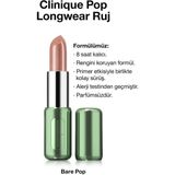 Clinique Pop Longwear™ Gün Boyu Kalıcı Ruj - Renk: Bare Pop 3.9g | Parlak Bitiş - Şeftali Rengi