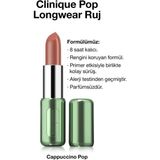 Clinique Pop Longwear™ Gün Boyu Kalıcı Ruj - Renk: Capuccino Pop 3.9g | Saten Bitiş - Kahverengi