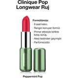 Clinique Pop Longwear™ Gün Boyu Kalıcı Ruj - Renk: Peppermint Pop 3.9g | Saten Bitiş