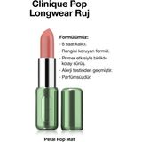 Clinique Pop Longwear™ Gün Boyu Kalıcı Ruj - Renk: Petal Pop 3.9g | Mat Bitiş - Nude