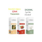 cliniva Buhurdanlık Set Sandal Ağacı, Çilek, Yasemin Yağları %100 Uçucu Yağ