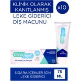 Clinomyn Sigara İçenler İçin 10x75 ml Diş Beyazlatan Diş Macunu