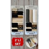 Clio 2 Adet Modüler Havlu Düzenleyici Çorap Iç Çamaşırı Çekmece Içi Düzenleyici Organizer - Ahşap Rengi