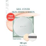 CLIO Kalıcı, Mat Cushion Fondöten Kill Cover Skin Fixer Cushion + Refill (19C Light) SPF50+ PA+++
