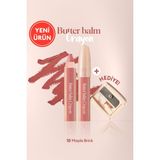 CLIO Kremsi, Kalem Şeklinde Renkli Dudak Balmı & Kalemtıraş CLIO Butter Balm Crayon 010 Maple Brick
