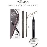 Clio Yarı Kalıcı Kaş ve Makyaj Düzeltici Kalem Seti Clio Kill Brow Dual Tattoo Pen Set (03 Gray Brown)