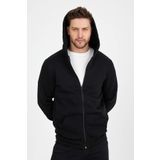CLIPMAN Erkek Slim Fit Örgü 3 İplik Fermuarlı Polar Hırka Siyah