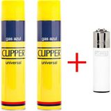 Clipper 2'li Çakmak Gazı ve Clipper Taşlı Çakmak - Beyaz