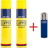 Clipper 2'li Çakmak Gazı ve Clipper Taşlı Çakmak - Mavi