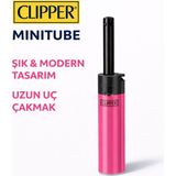CLİPPER Clipper Minitube Uzun Uçlu Çakmak – Yeniden Doldurulabilir Gazlı Mutfak Çakmağı | Mangal, Mum, Ocak Için (Renk Seçenekli / Set) - Pembe
