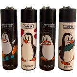 CLİPPER CLIPPER Penguen Temalı 4'lü Çakmak Plastik Malzemeden Üretilmiş Çakmak Gazı ile