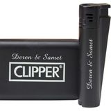 Clipper Isme Özel Pürmüz Alevli Metal Çakmak Mat Siyah