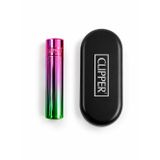 Clipper Metal Gaz Dolumlu Çakmak Pembe Yeşil Degrade Özel Kutulu Premium Model